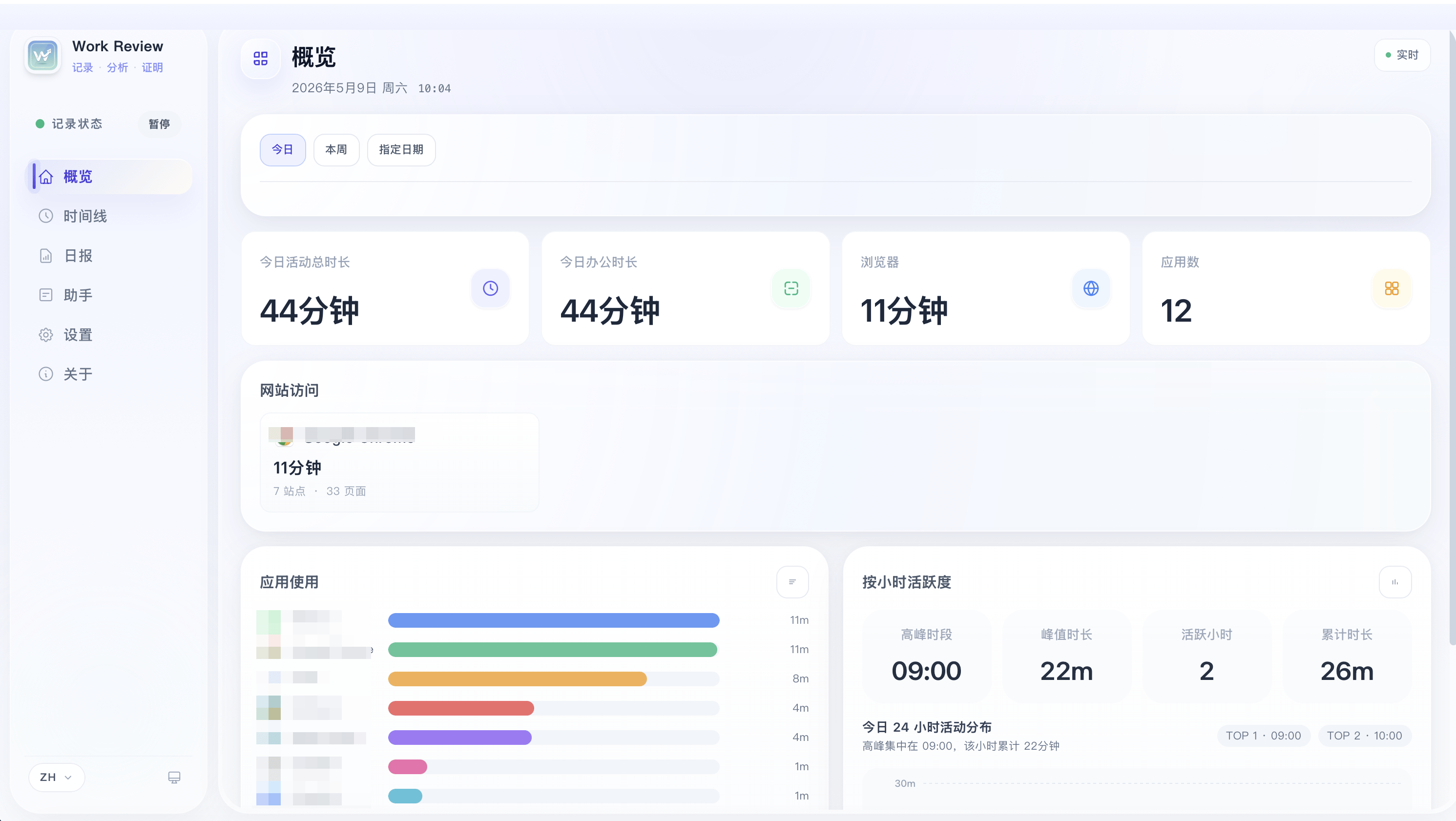 Work Review 概览界面