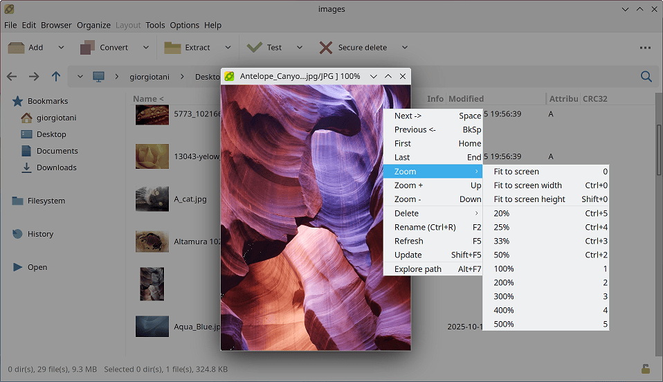 PeaZip Linux 图片查看器