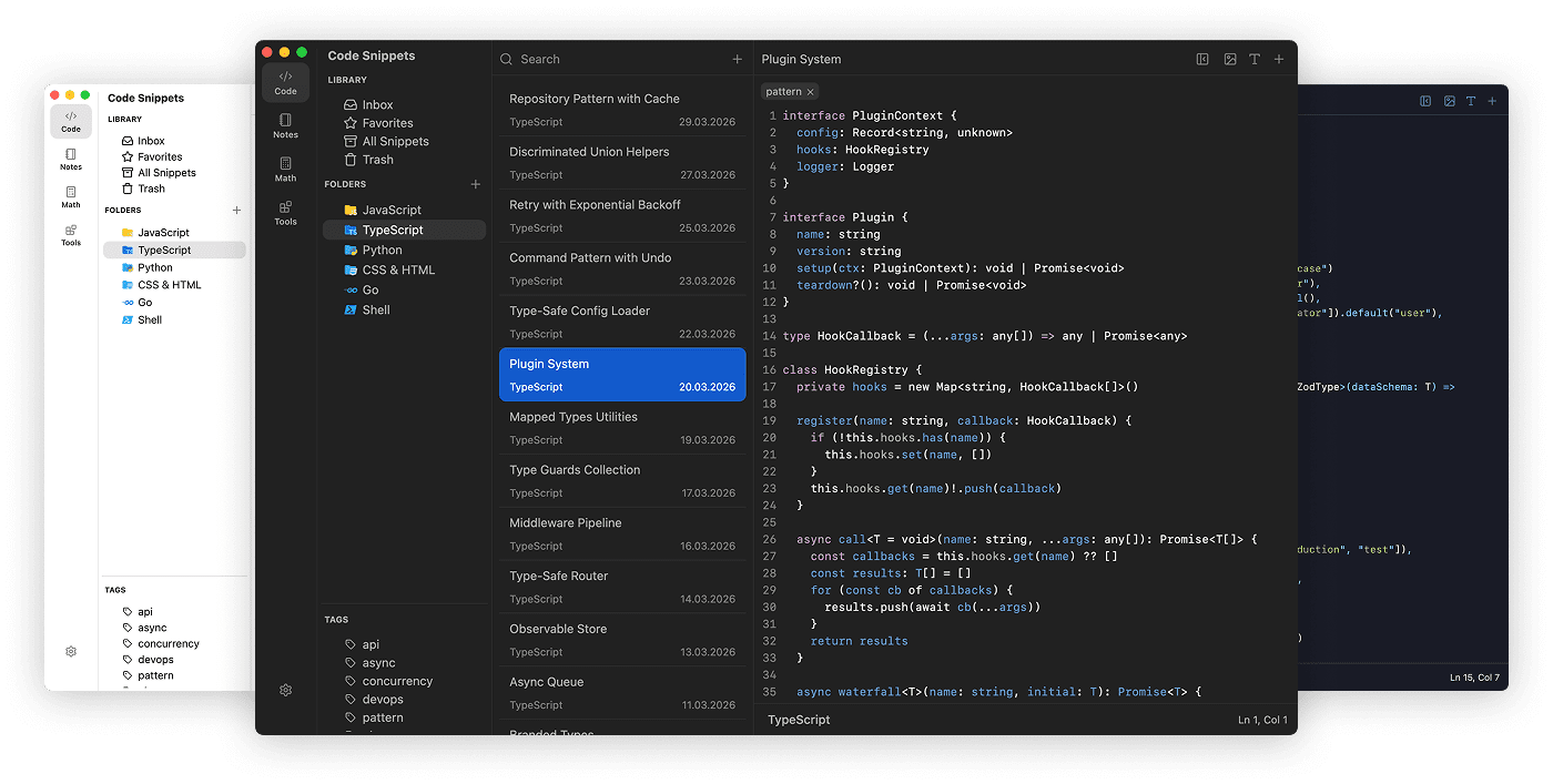 massCode 界面预览——代码片段管理与 Markdown 笔记