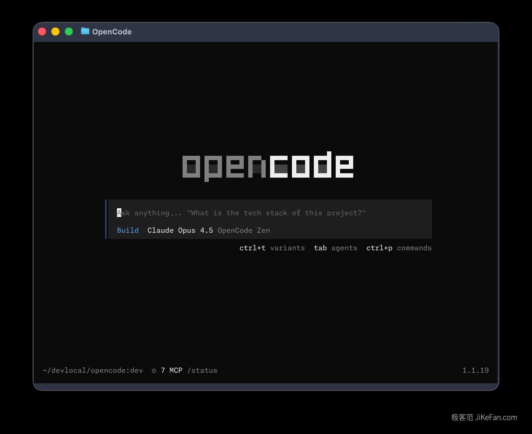 opencode 启动界面