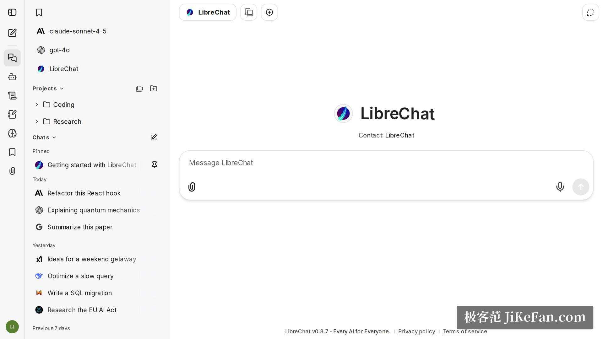 AI chat interface dashboard