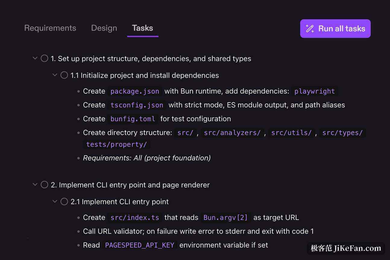 kiro spec requirements design tasks
