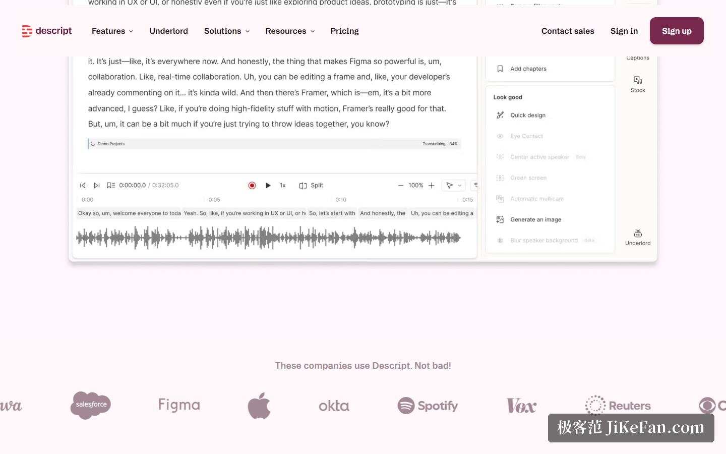 Descript 把录音转成文字稿