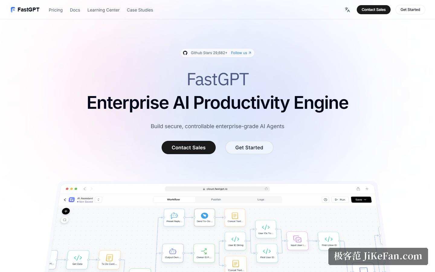 FastGPT 国际站首页:企业级 AI 生产力引擎