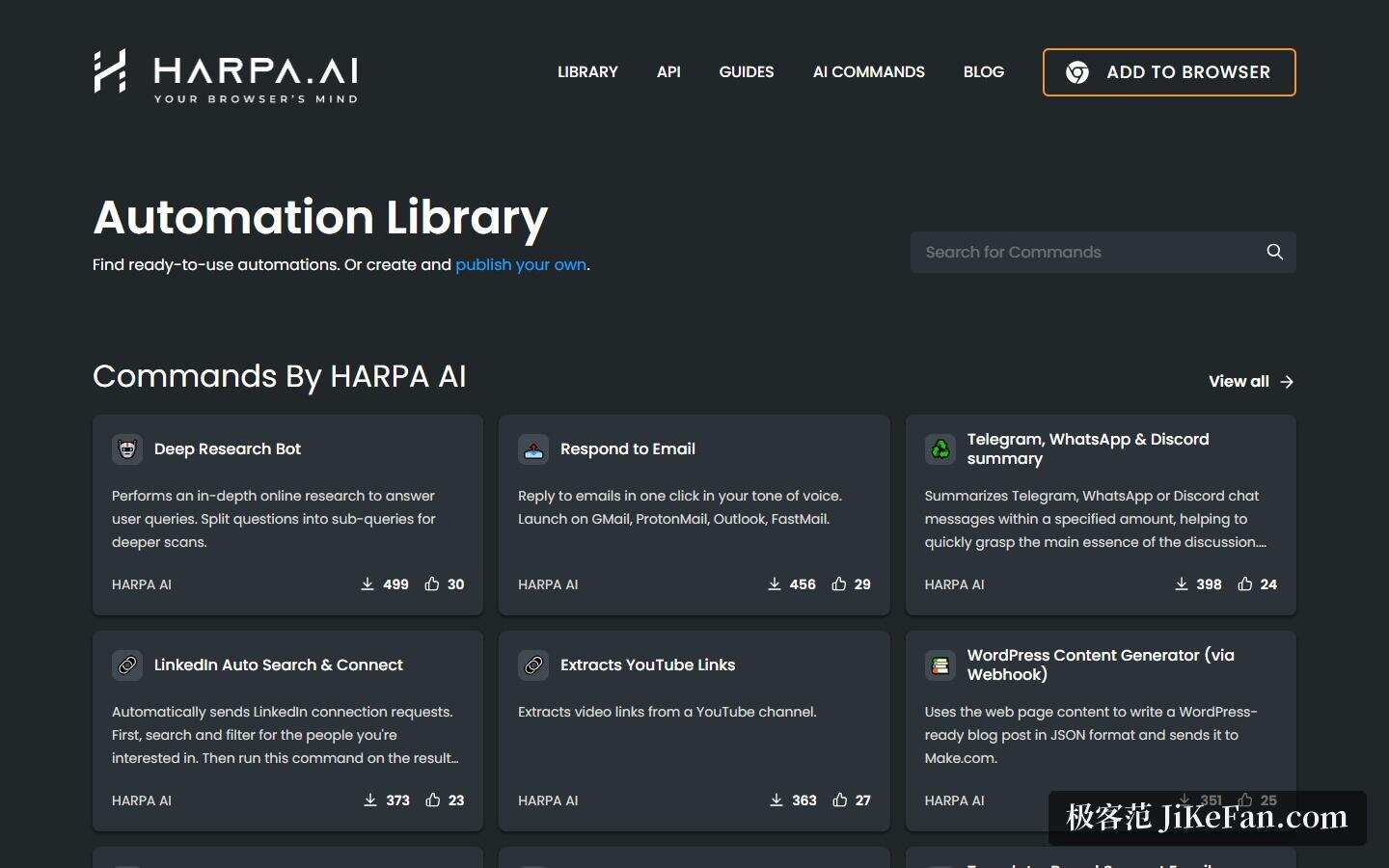 Harpa AI 自动化库：官方与社区发布的现成命令