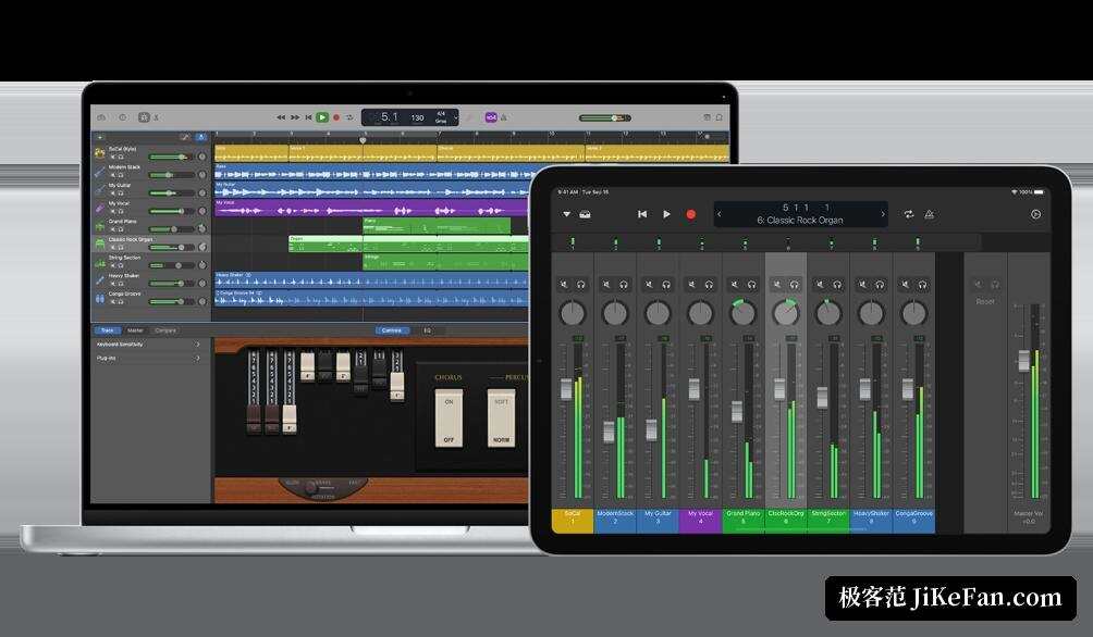 用 iPad 无线控制 GarageBand
