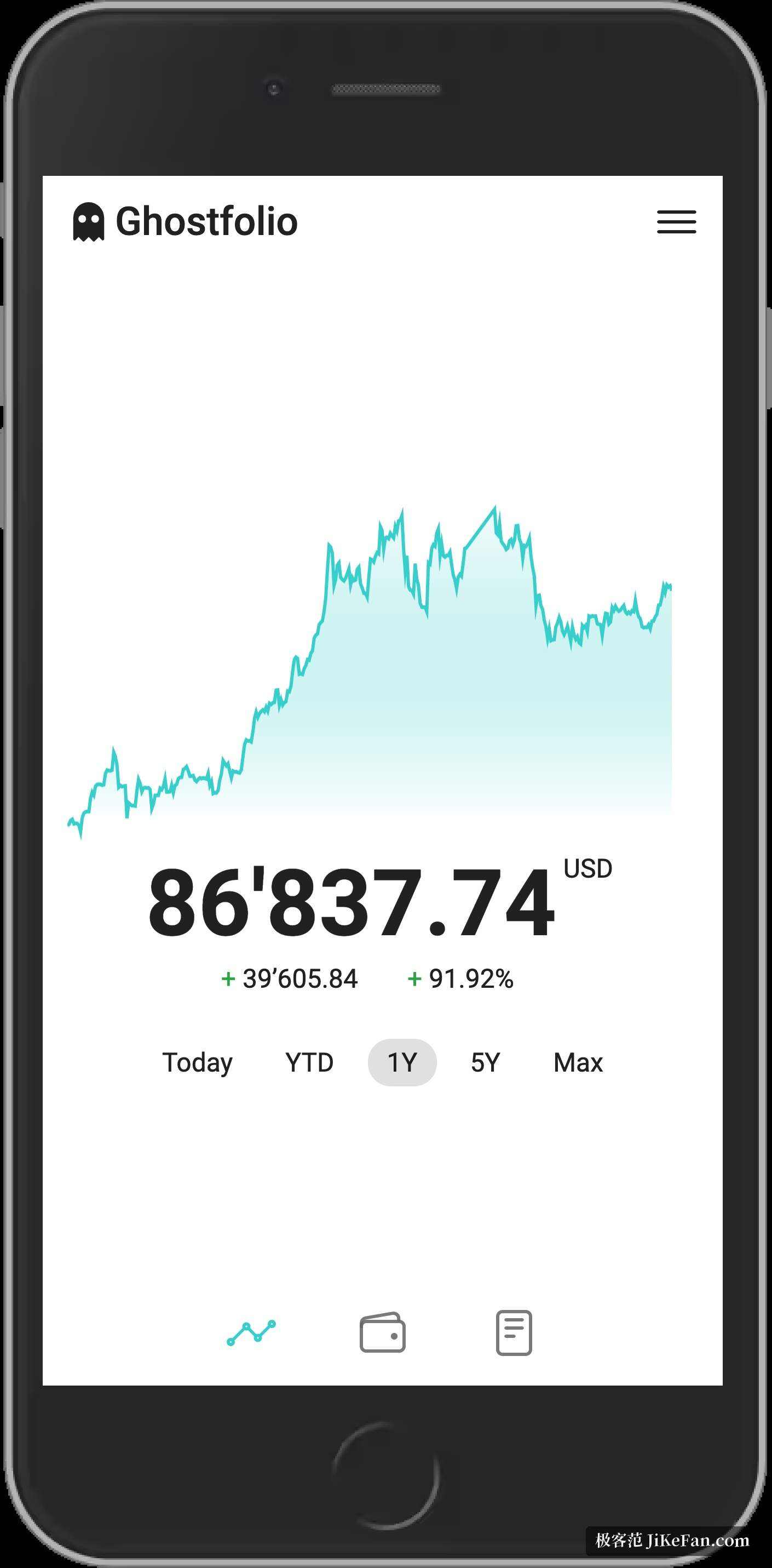 Ghostfolio 移动端界面