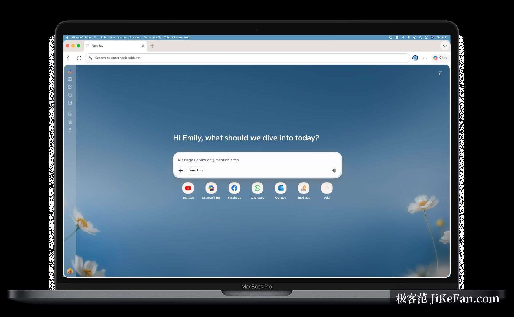 Microsoft Edge 在 macOS 上的新标签页界面