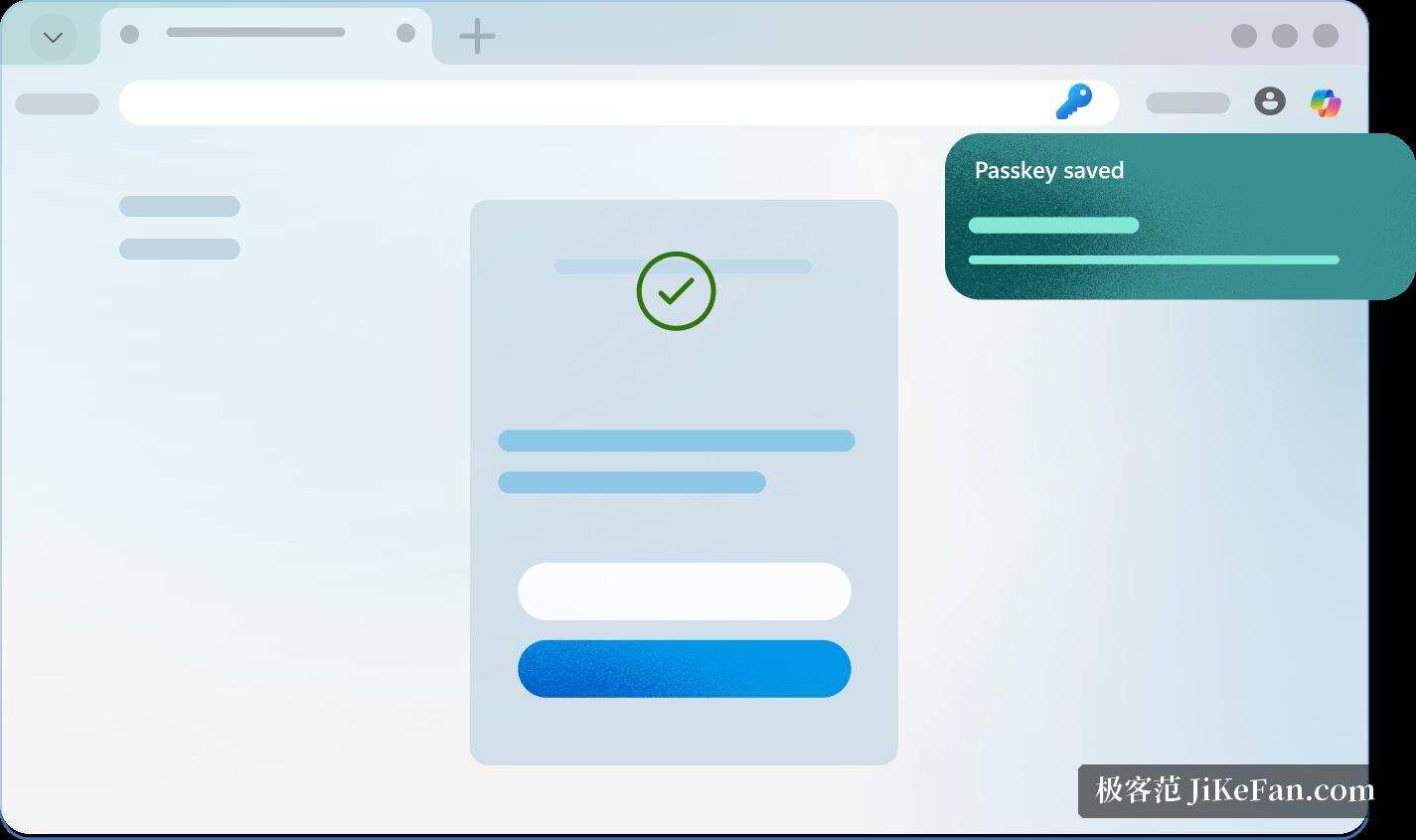 Microsoft Edge 保存通行密钥的提示