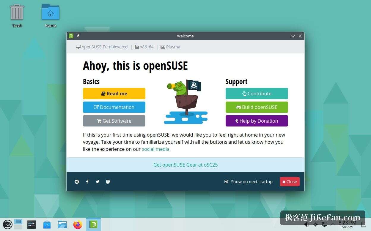 openSUSE 桌面欢迎界面