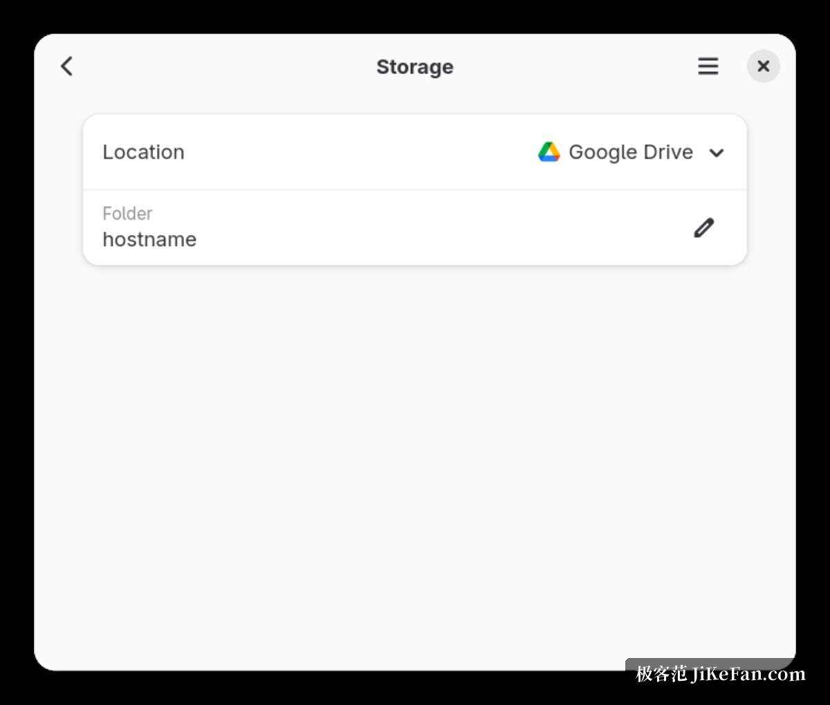 deja dup storage location options