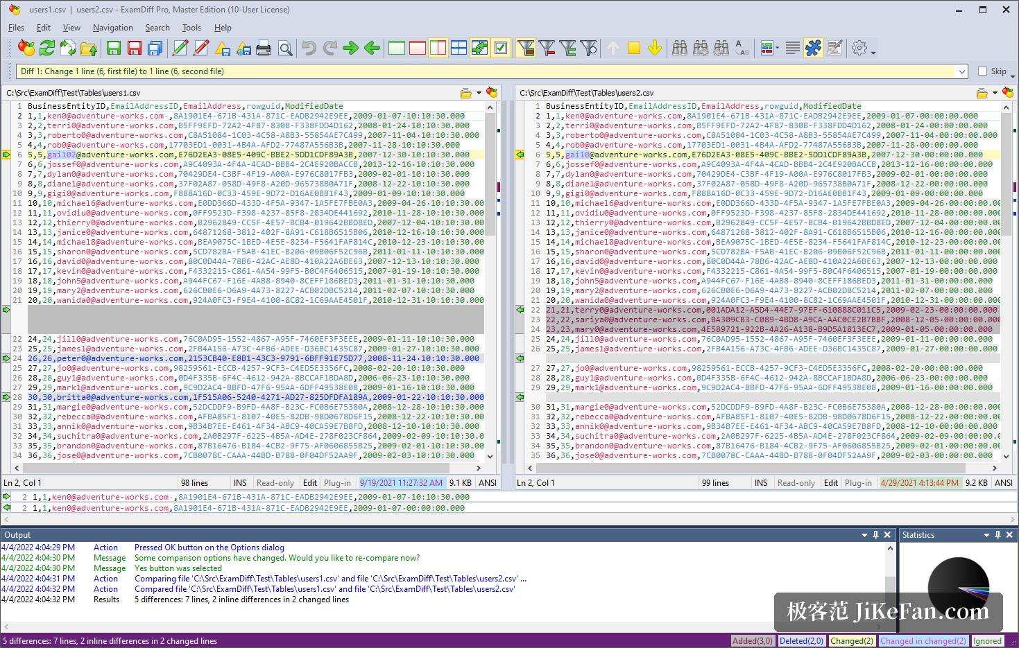 examdiff pro binary comparison
