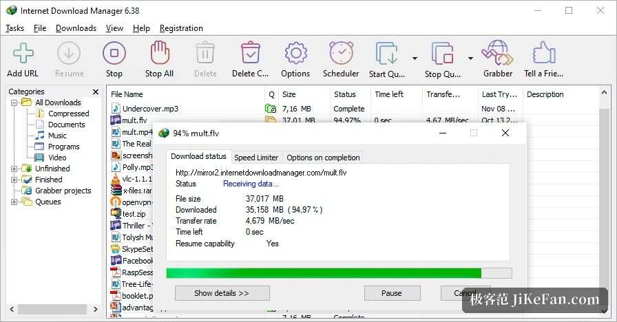 download manager main window
