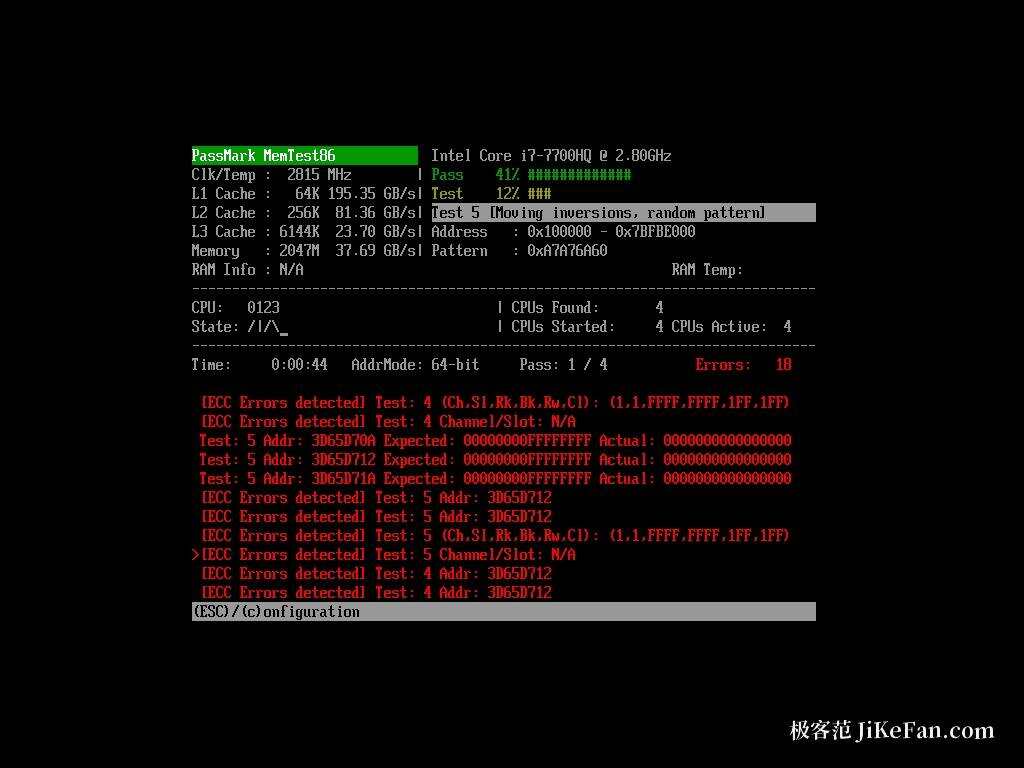 memtest86 boot screen