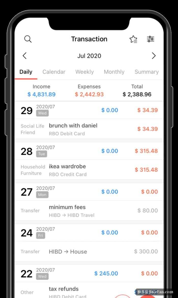 Money Manager 首页界面