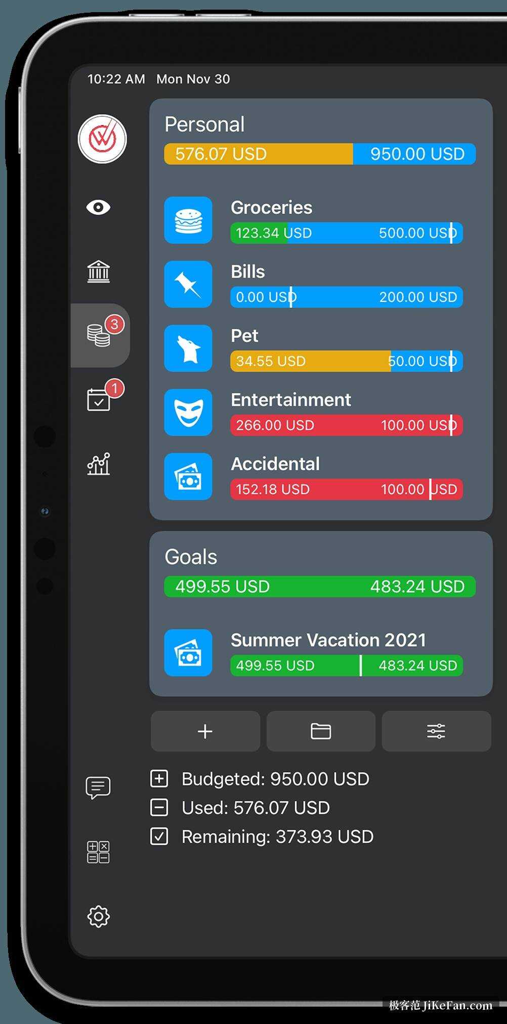 MoneyWiz 预算界面