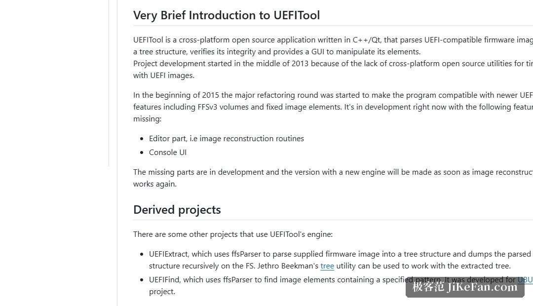 UEFITool 仓库 README：衍生项目