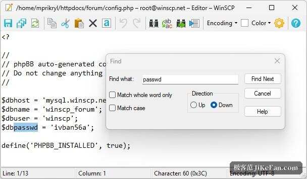 WinSCP 内置文本编辑器