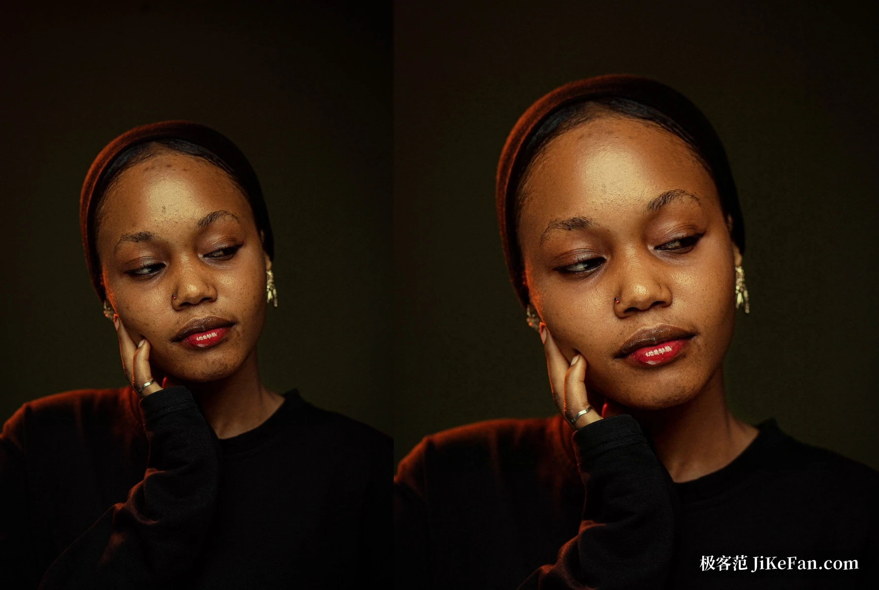 portrait skin retouching before and after comparison