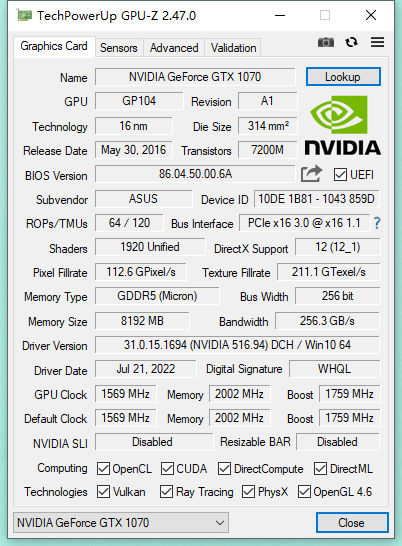 GPU-Z Sensoren