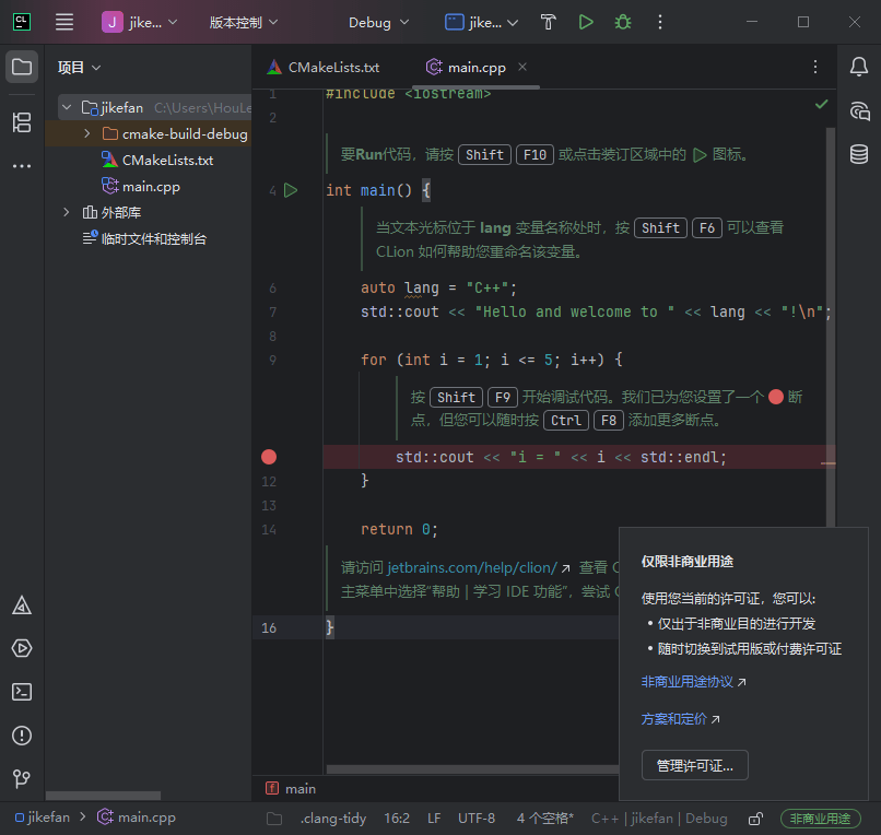 Editor and project view