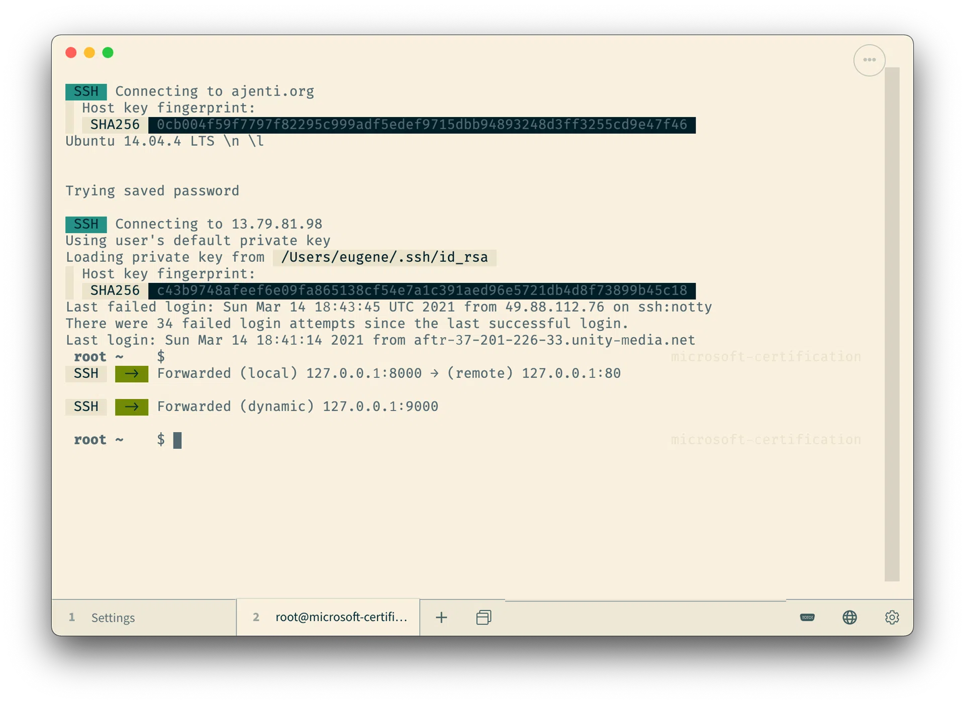 Verwaltung der SSH-Verbindungen