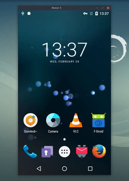 Android-Bildschirm in ein Fenster gespiegelt, per Tastatur bedient