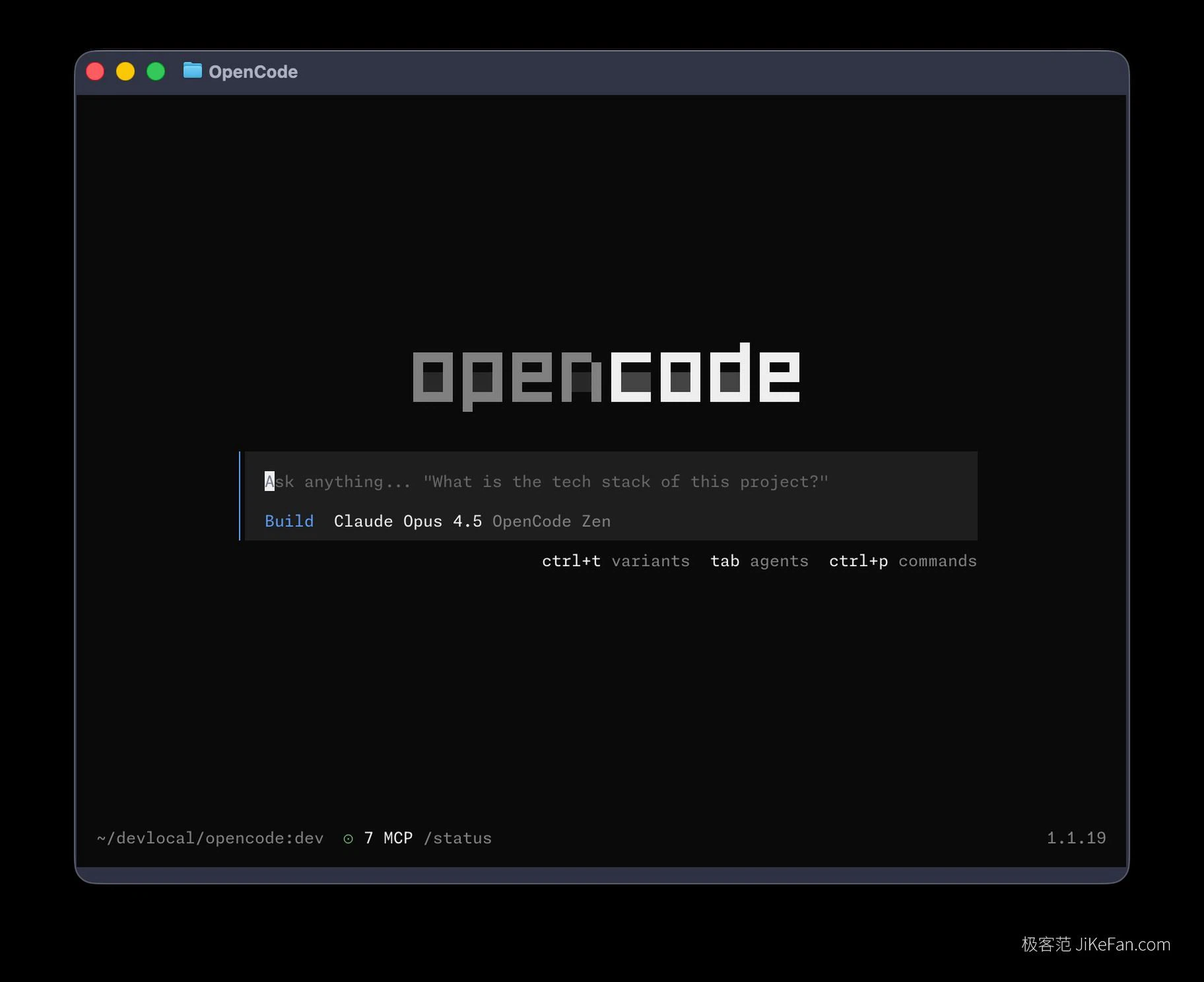 opencode in einer Terminalsitzung