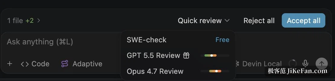 Wo Quick Review im Editor ausgelöst wird