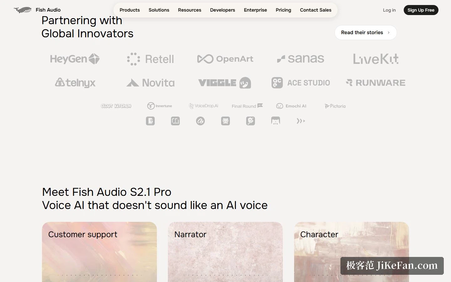 Fish Audio：公式サイトの S2 系プロモデルとパートナー欄