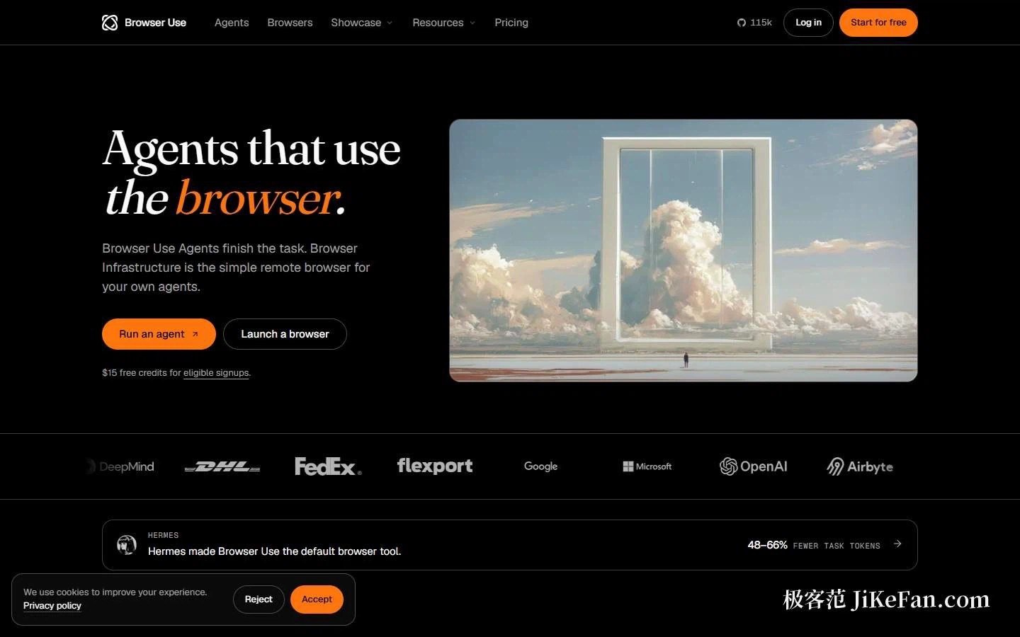 Die Startseite: Browser-Agenten links, ein entfernter Browser rechts
