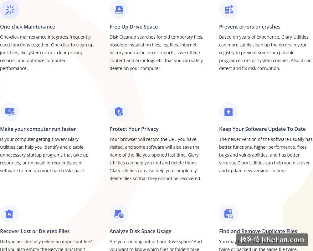 The privacy and space tools on the product page