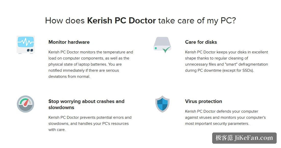 The product page: hardware monitoring and disk maintenance