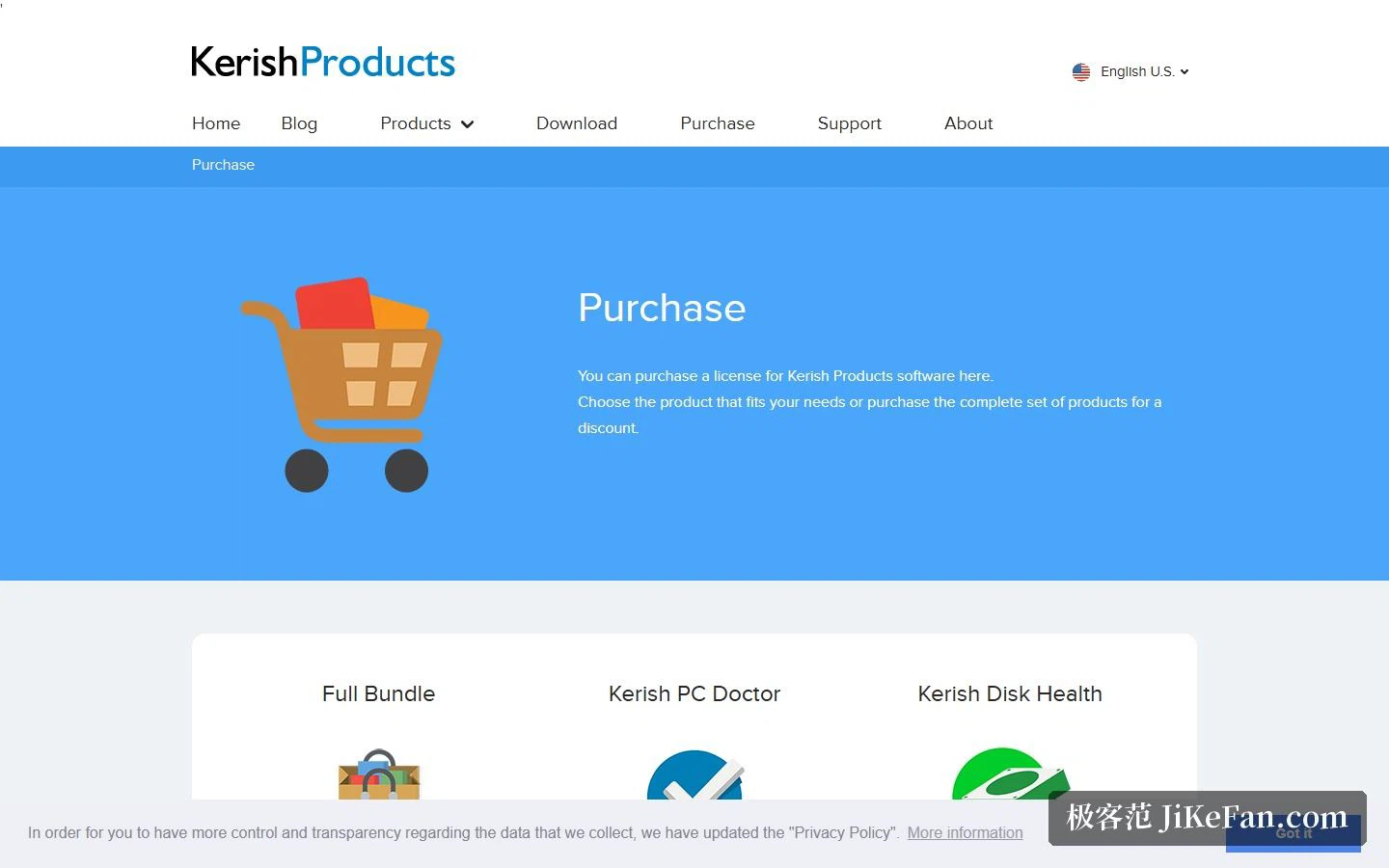 The purchase page: licence terms and price tiers
