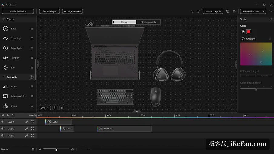 Die geschichtete Licht-Zeitachse in Aura Creator
