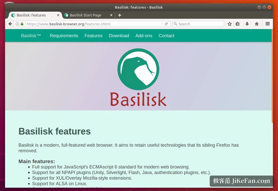 同じ閲覧ソフトを Linux の机の上で