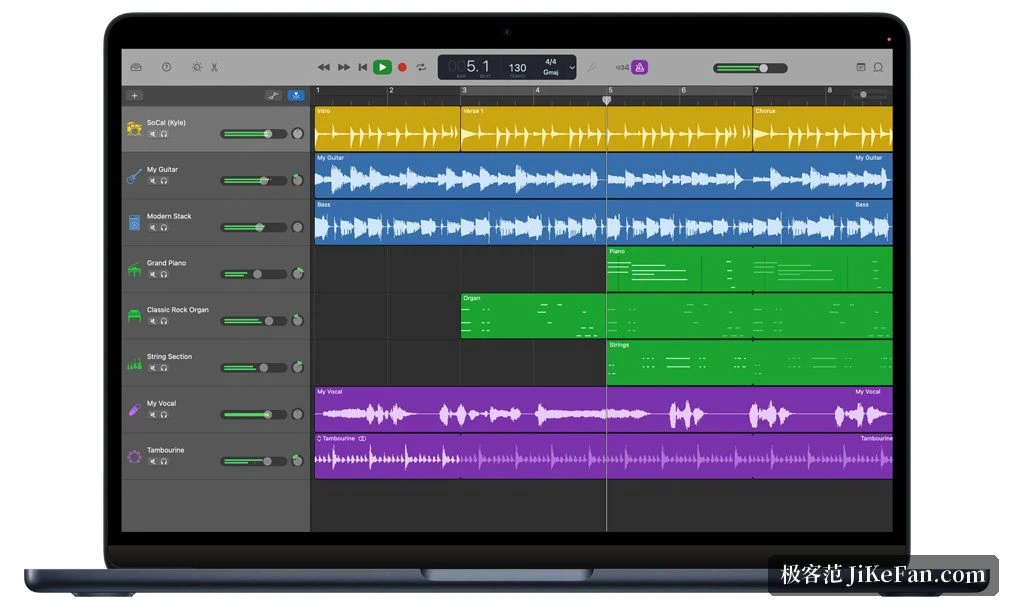 Mac 向け GarageBand の主な画面