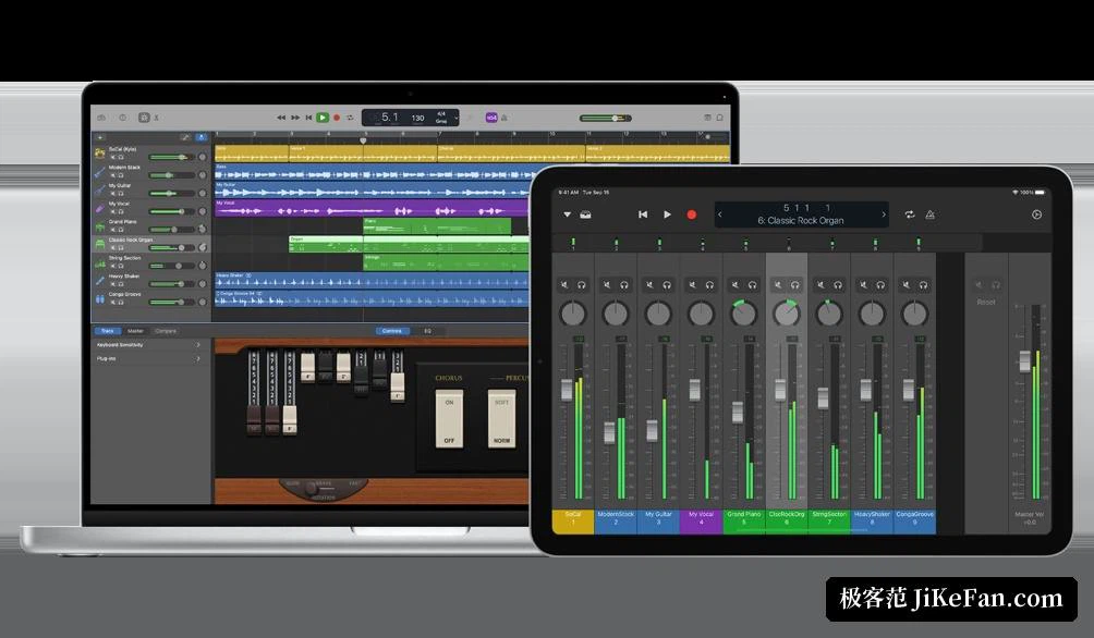 タブレットから遠く動かす GarageBand