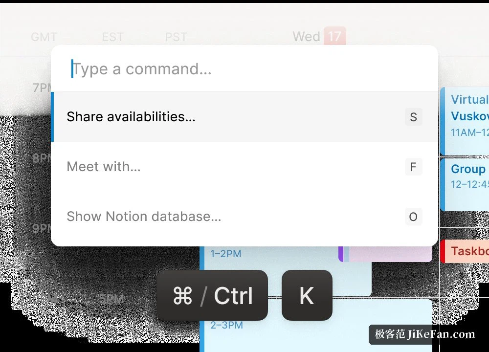 Notion Calendar command bar