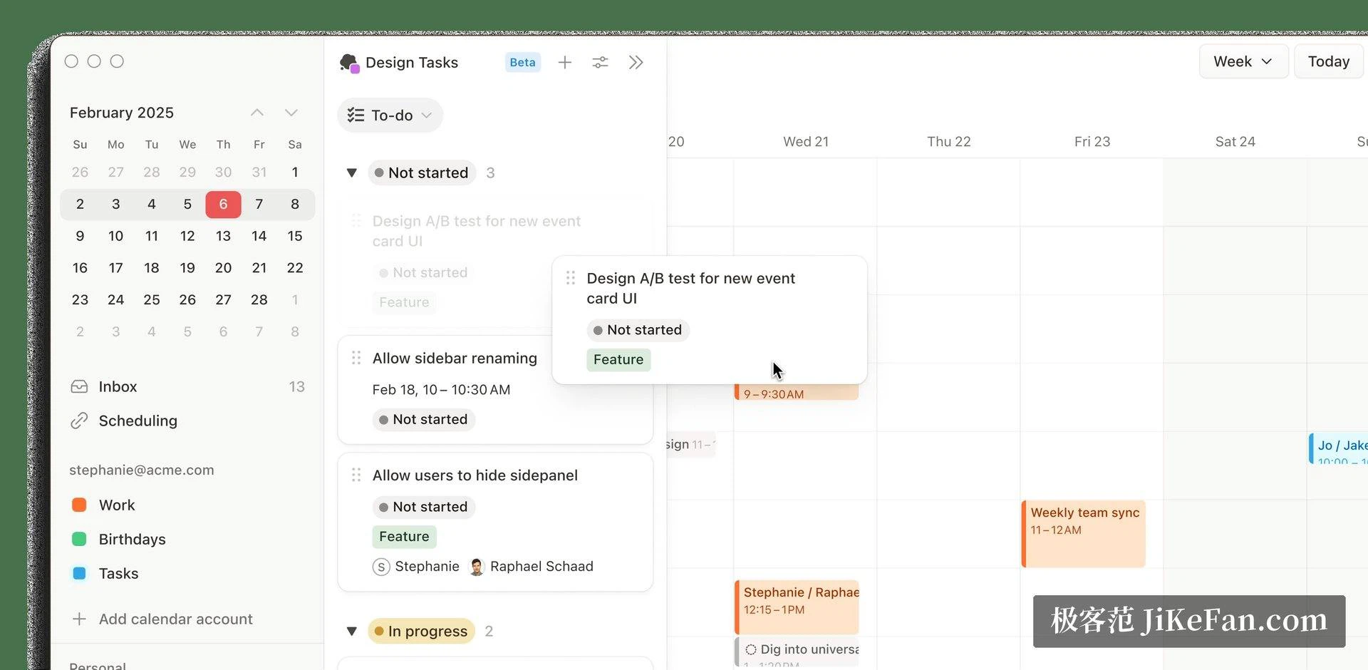 Notion Calendar with database tasks