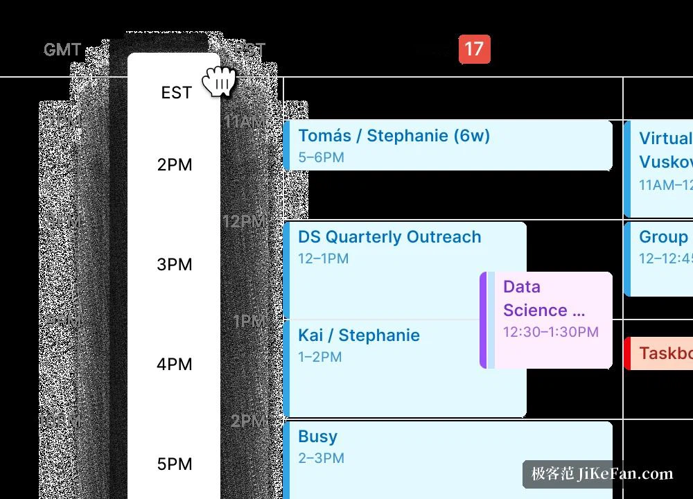 Notion Calendar time zone view