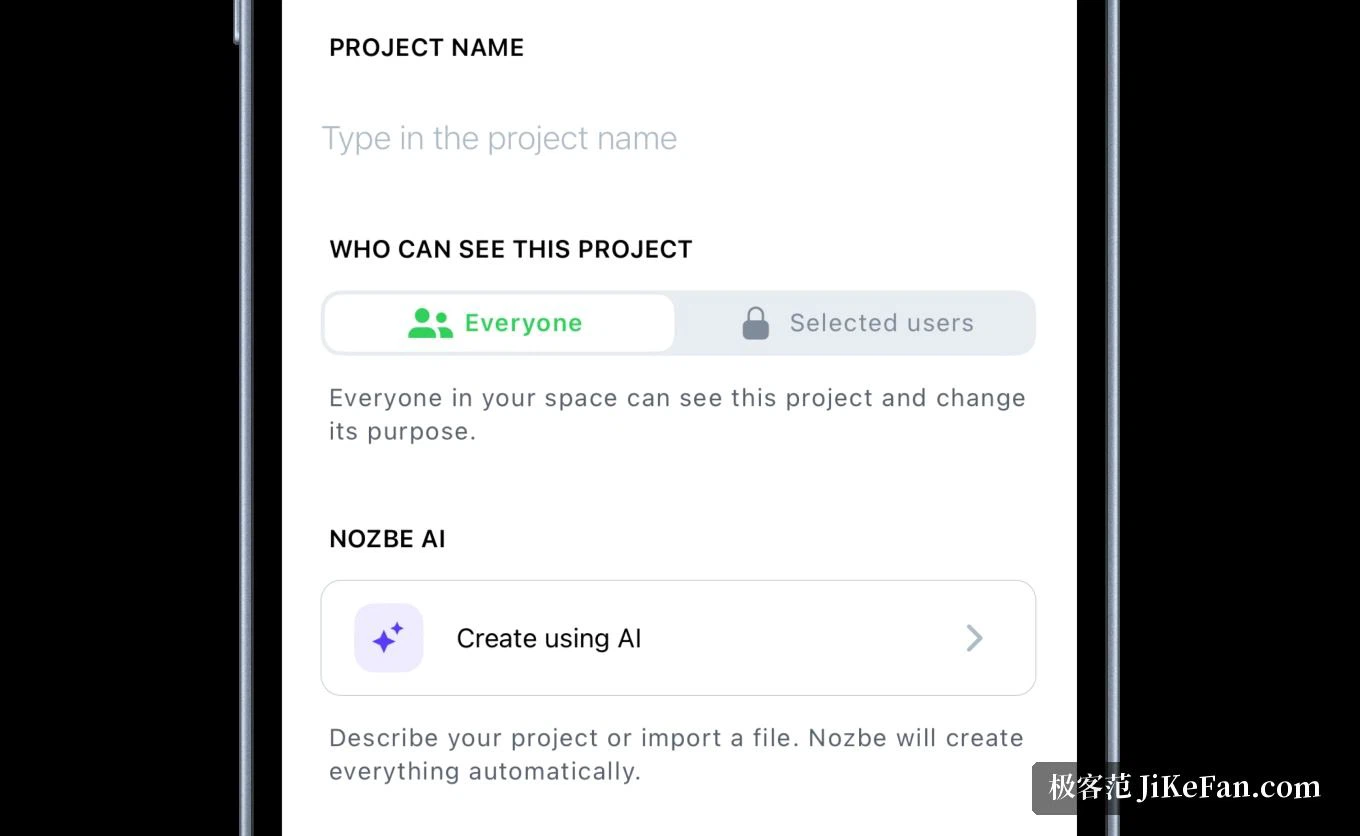 Nozbe의 AI 기능 화면