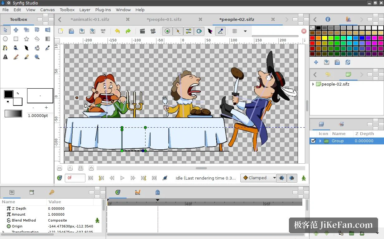 Synfig Studio 의 작업 자리