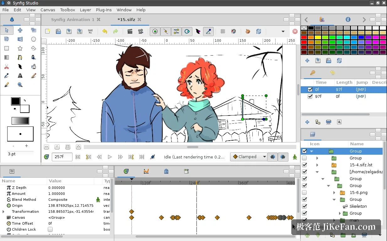 Synfig Studio 의 움직임 작업 자리