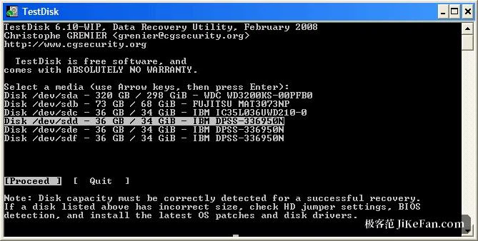 TestDisk and PhotoRec in a terminal