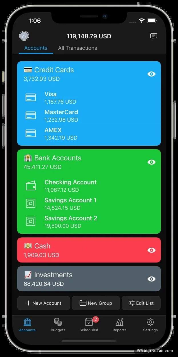 MoneyWiz 거래 목록