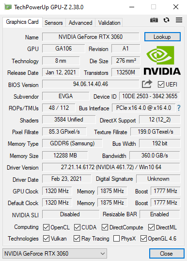GPU-Z 기본 화면