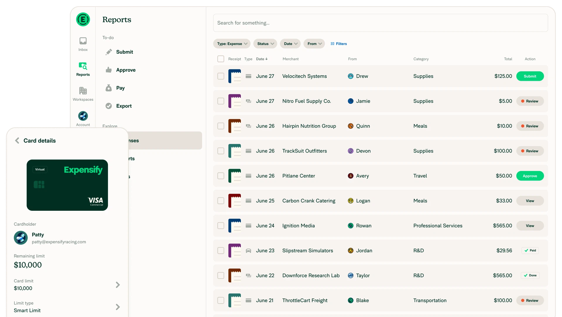 Expensify receipt scanning screen