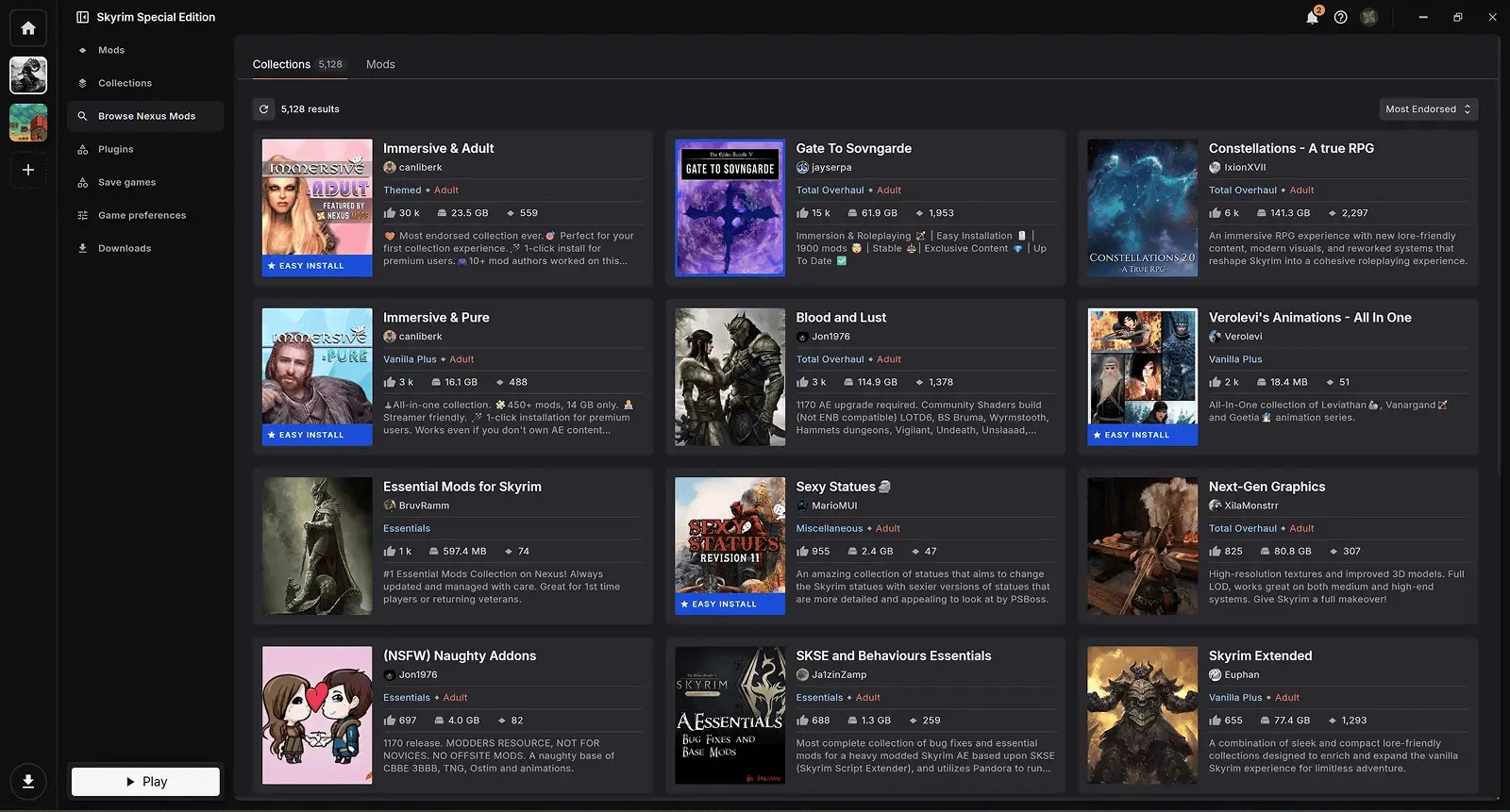 Mod-Liste mit Sortierung und Konfliktstatus