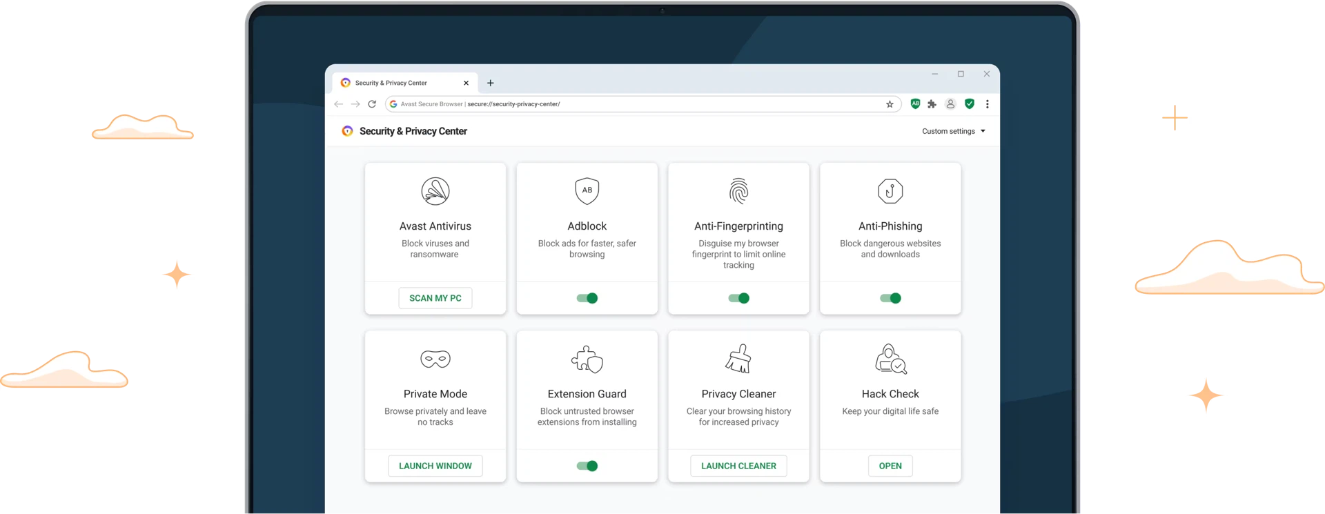 Avast Secure Browser Sicherheitsleiste
